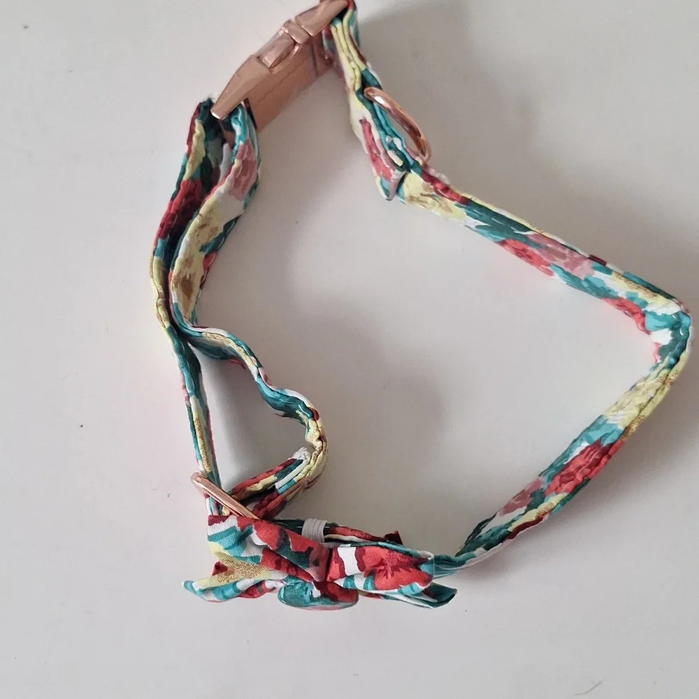 Girl Dog Floral Multicolor Dog Collar with Detachable Flower